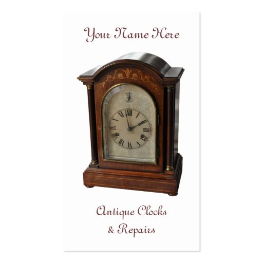Antique clock business card (front side)