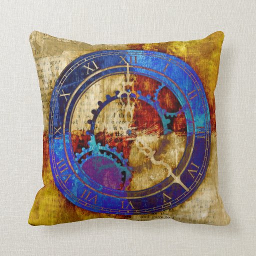 Antique Clock Face in Jewel Tones Throw Pillow Zazzle