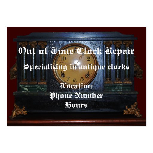 Antique Clock Repair Business Card (front side)