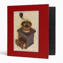 Antique Coffee Mill on  Crackle Background 3 Ring Binder