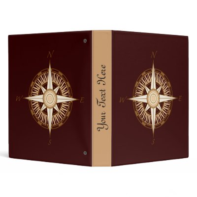 Antique Compass Chocolate Brown Binder by funride