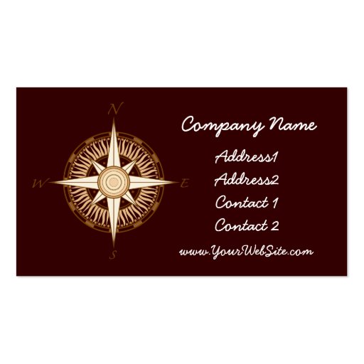 Antique Compass Chocolate Brown Business Card (front side)
