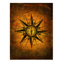 Antique Compass Rose Postcard