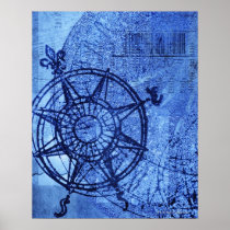 Antique compass rose posters