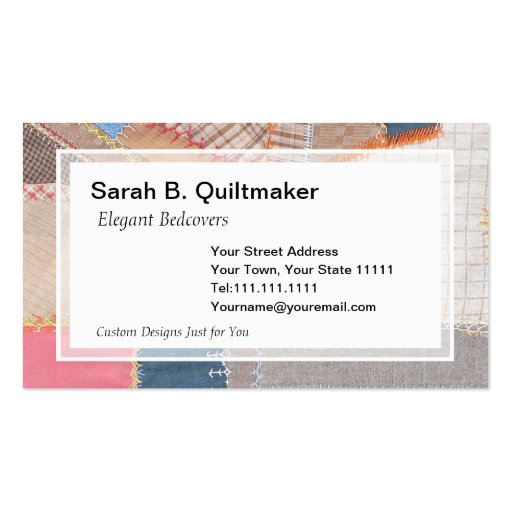 Antique Crazy Quilt for Quilter, Antique Dealer Business Card Templates (front side)
