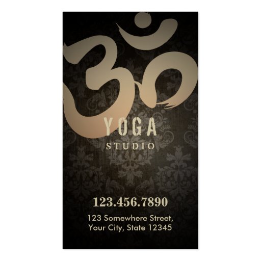 Antique Damask Yoga Loyalty Punch Business Card (front side)