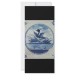 Antique Delft Blue Tile - Duck in the Water Personalized Rack Card
