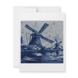 Antique Delft Blue Tile - Windmills by the Water Custom Invites