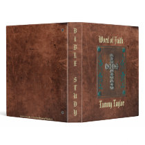 Antique Distressed Print W/Cross Study Notebook Binders