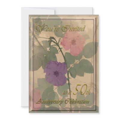 Antique Dusty Rose 50th Anniversary Personalized Invite by EHPlesser