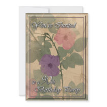 Antique Dusty Rose 90 Birthday Announcement