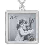 Antique Easter Bunny Joy Post Card Necklace