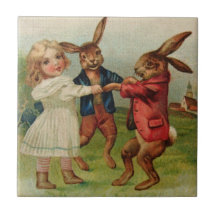 Antique Easter Play Ring Around Rosy Tiles