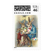 Antique Easter Rabbit Artist Paints Eggs Postage Stamp