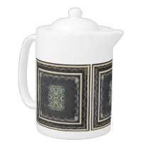 Antique Elegant Scroll Work on Brown Leather