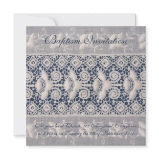 Antique embroidery baptism invitation (girl) invitation