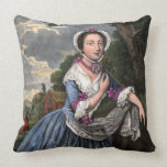Antique English Print of Woman with Rose pillows