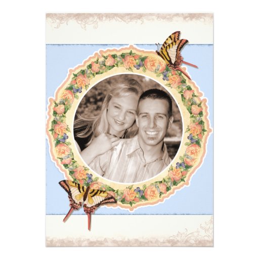 Antique English Rose Floral Swirl Wedding Custom Invites