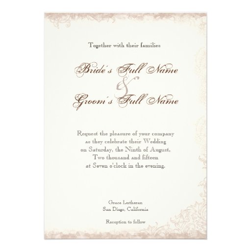 Antique English Rose Floral Swirl Wedding Custom Invites
