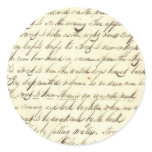 Antique Ephemera Cursive Calligraphy Script Poetry Round Sticker