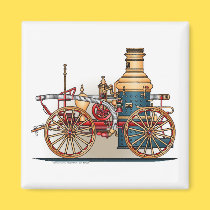 Antique Fire Truck Pumper Truck Square Magnet magnets