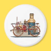 Antique Fire Truck Steam Pumper Round Magnet magnets