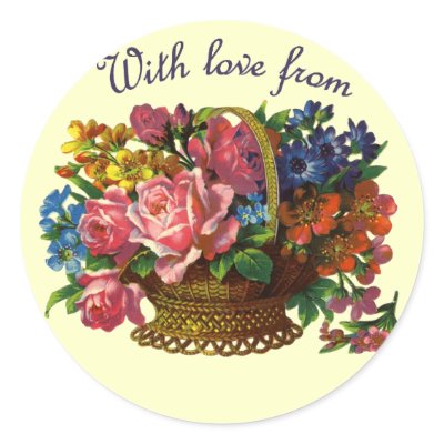 Antique Floral Basket Stickers by lkranieri
