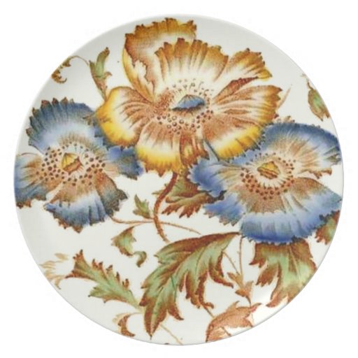 Antique Floral Design Plastic Picnic Dinner Plates Zazzle