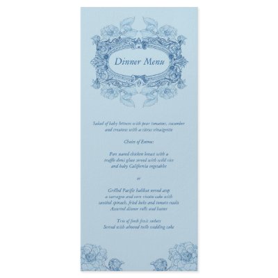 Antique Frame Blue Menu Rack Card by starstreamdesign