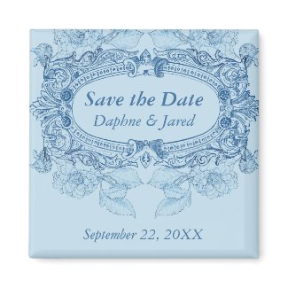 Antique Frame Blue Wedding Save the Date Magnet magnet