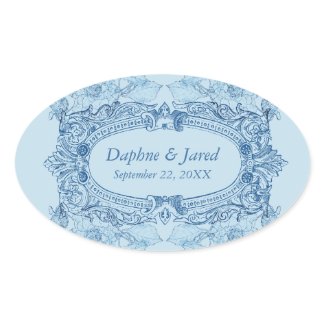Antique Frame Blue Wedding Sticker sticker