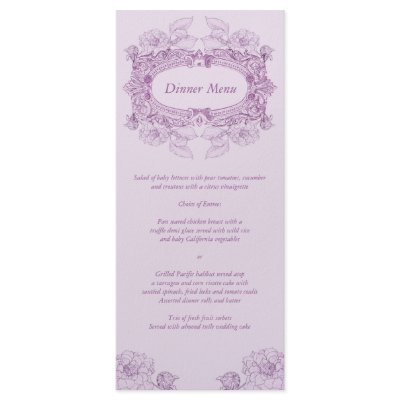 Antique Frame Lilac Menu Rack Card by starstreamdesign