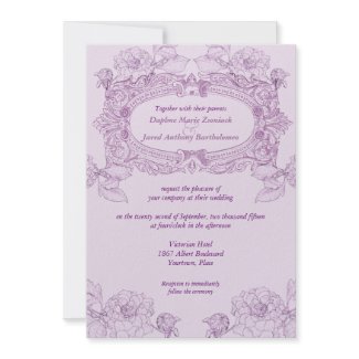 Antique Frame Lilac Wedding Invitation invitation