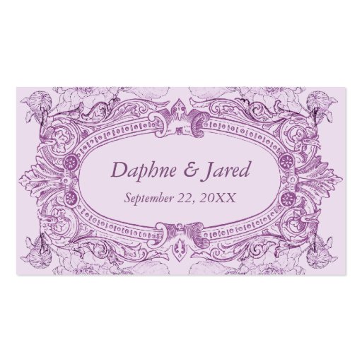 Antique Frame Lilac Wedding Placecard Business Card Templates (front side)