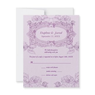 Antique Frame Lilac Wedding Reply Invitation invitation