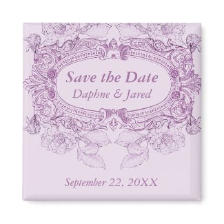 Antique Frame Lilac Wedding Save the Date Magnet magnet