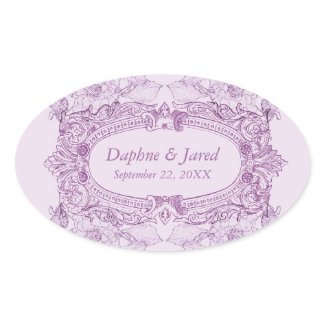 Antique Frame Lilac Wedding Sticker sticker