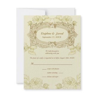 Antique Frame Wedding Reply Invitation invitation