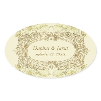 Antique Frame Wedding Sticker sticker