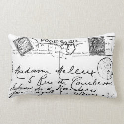 Antique French Postcard Stamps Paris Pillow