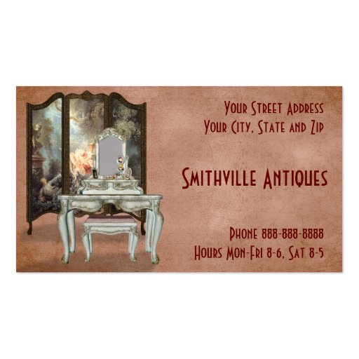 Antique Furniture Store Business Card (front side)