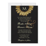 Antique Gold Colored Sunflower Wedding Custom Invites