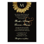 Antique Gold Colored Sunflower Wedding Custom Invites