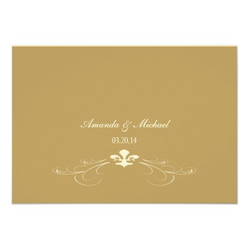 Antique Gold Fleur de Lis Wedding RSVP Cards