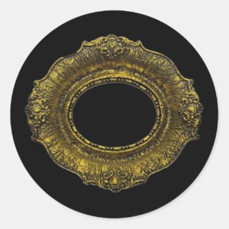 Antique Gold Picture Frame Classic Round Sticker