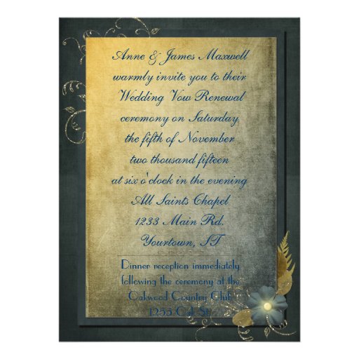 Antique Gold Vow Renewal Custom Invitations