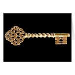 Antique Golden Gold Steampunk Skeleton Key Greeting Card
