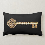 Antique Golden Gold Steampunk Skeleton Key Throw Pillow