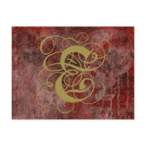 Antique Goth Syle Monogrammed Cards, letter E postcards