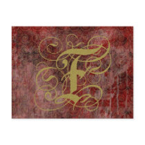 Antique Goth Syle Monogrammed Cards, Letter F postcards